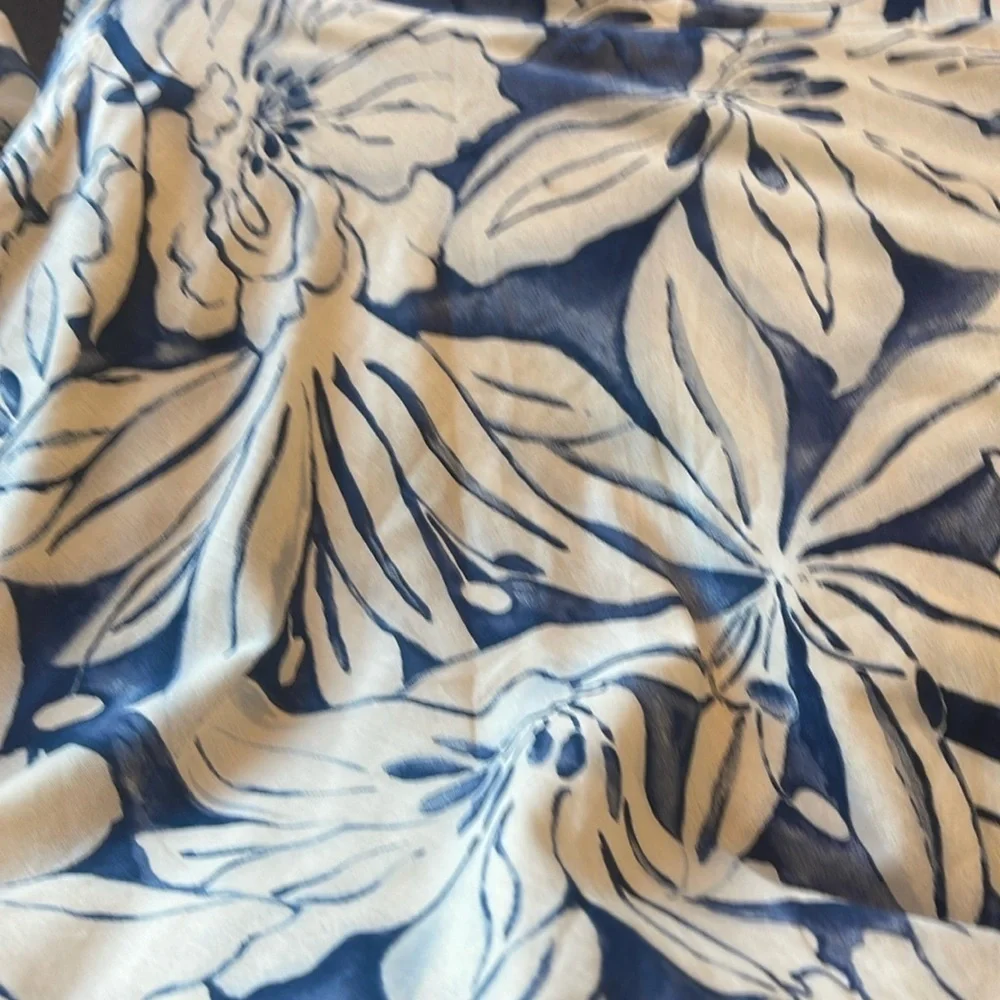 Polo Jeans Co. wrap around halter dress in blue and off white floral Size M